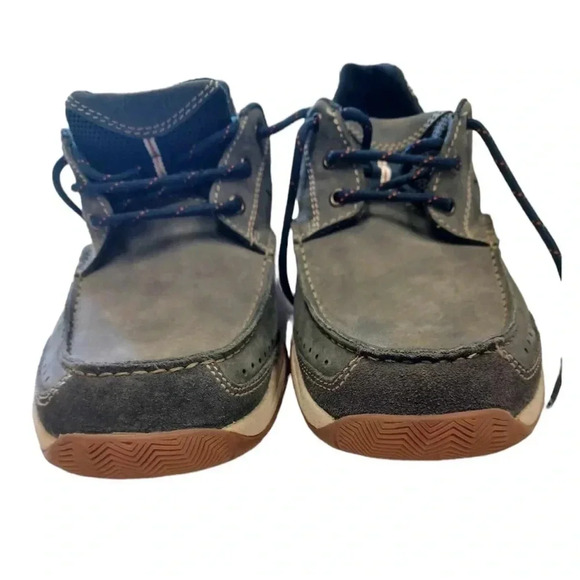 Clarks Grey Leather Lace Up Loafers Size  11 - Picture 4 of 8